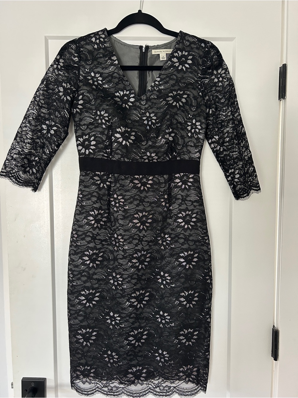Banana Republic Black Lace Sheath Dress with V-Neck